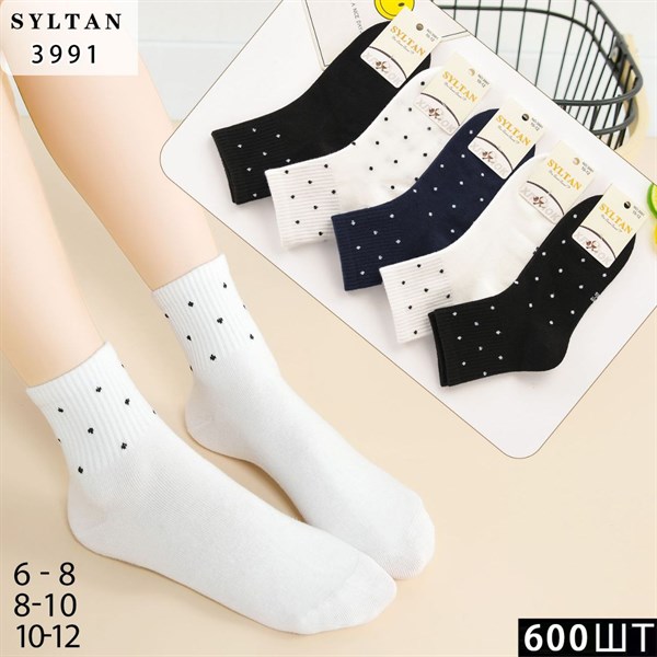 Детские носки однотонные в горошек ассорти Syltan опт мешками Арт 3991 21324 - фото 25958