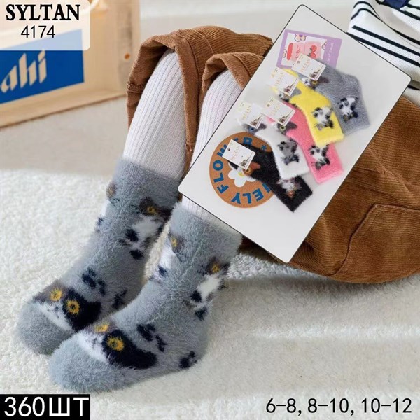 Детские носки зимние шерсть соболь с котятами ассорти Syltan оптом мешками арт 4174 4174 - фото 26213