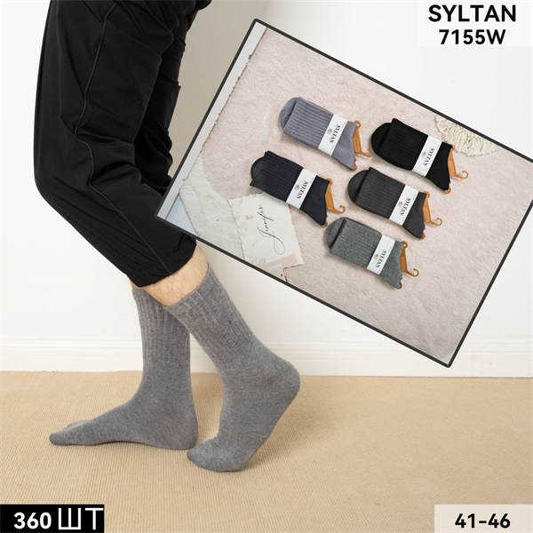 Мужские носки термо высокие зимние гладкие ассорти SYLTAN оптом мешками Арт 7155 22202 - фото 27733