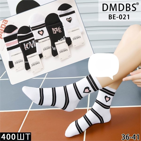 Носки женские в полоску с сердечком ассорти DMDBS оптом мешками Арт BE-021 22404 - фото 28140