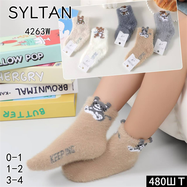 Детские носки зимние пушистые с рисунком мышки ассорти Syltan оптом мешками Арт 4263W 23040 Детские носки зимние пушистые с рисунком мышки ассорти Syltan оптом мешками Арт 4263W 23040