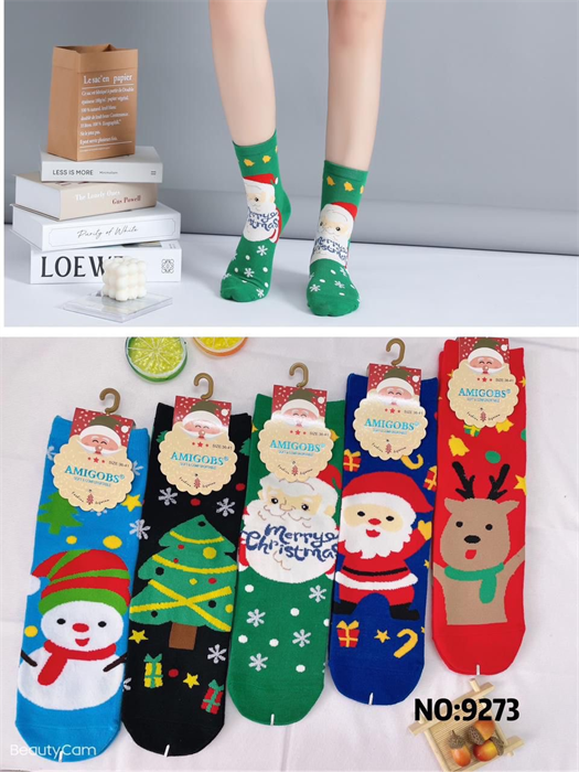 Женские носки зимние термо с рисунком новогодним ассорти  Amigobs оптом мешками арт 9273 23264