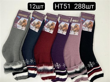 Женские носки с начесом махра зимние термо оптом мешками МИНИbs НТ51 18827