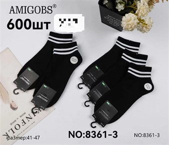 Носки мужские Amigobs Амигос черные короткие белой полосой оптом мешками арт. 8361-3 19204