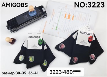 Детские носки для мальчика черные Амигос Amigobs оптом мешками арт 3223 19252