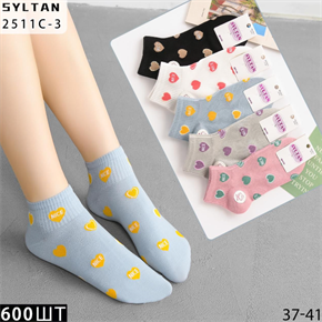 Женские носки короткие цветные с сердечками SYLTAN мешками оптом АРТ 2511C-3 2511C-3