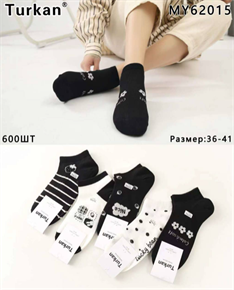 Женские носки короткие черные с цветочками рисунком TURKAN мешками оптом АРТ MY62015 MY62015