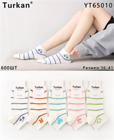 Женские носки короткие с  рисунком полоски TURKAN мешками оптом АРТ MY65010 20644
