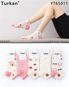 Женские носки короткие с  рисунком TURKAN мешками оптом АРТ MY65011 MY65011