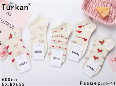 Женские носки короткие с сердечком TURKAN мешками оптом АРТ BX655 BX655