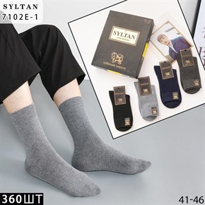 Мужские носки из собачей шерсти однотонные ассорти Syltan оптом коробки Арт 7102E-1 21140