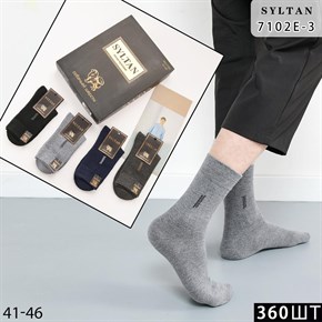 Мужские носки собачья шерсть однотонные с рисунком зигзаг оптом коробки Syltan Арт 7102E-3 21141