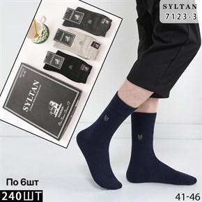 Носки мужские термо кашемир рисунок щит ассорти Syltan оптом коробки Арт 7123-3 21153