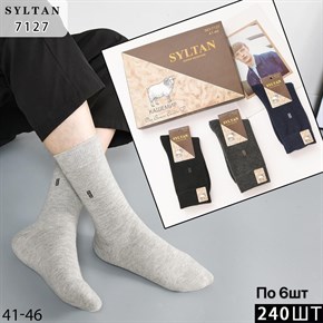 Мужские носки кашемир рисунок зигзаг Syltan оптом коробки Арт 7127 21157