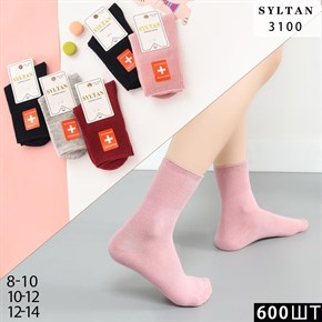 Детские носки цветные ассорти однотонные опт мешками Syltan 3100 21231
