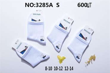 Детские носки хлопковые белые однотонные опт мешками Syltan 3285A 21246