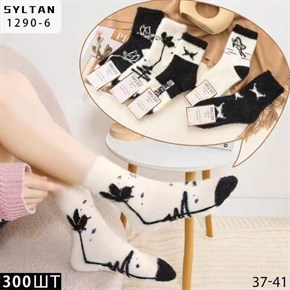 Женские носки зимние шерсть соболь с бабочками Syltan оптом мешками арт 1290-6 1290-6