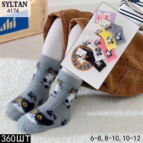 Детские носки зимние шерсть соболь с котятами ассорти Syltan оптом мешками арт 4174 4174