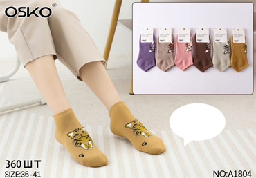 Женские носки коттон короткие тонкие с рисунками ассорти Osko оптом мешками арт А1804 А1804