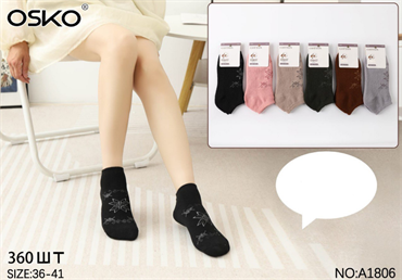 Женские носки коттон короткие тонкие ассорти со снежинками Osko оптом мешками арт А1806 А1806