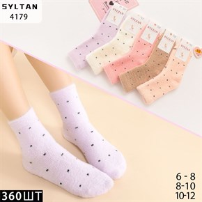 Детские носки зимне пушстые в горошек Syltan оптом мешками арт 4179 4179