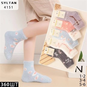 Детские носки зимне норка пушистые с рисунками Syltan оптом мешками арт 4151 21606