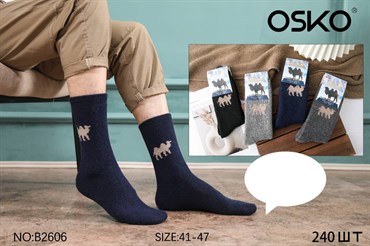 Носки мужские верблюжья шерсть с рисунком верблюда ассорти Osko оптом мешками  Арт B2606 21619