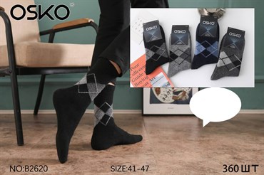 Носки мужские термо кашемир с геометрией  ассорти Osko оптом мешками  Арт B2620 21629
