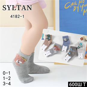 Десткие носки тонкие со зверушками ассорти SYLTAN мешками оптом 4182-1 21991