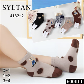 Десткие носки тонкие с мишкой ассорти SYLTAN мешками оптом 4182-2 21992