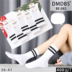 Носки женские с полосками белые однотонныеDMDBS оптом мешками Арт BE:083 22379