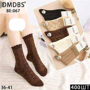 Носки женские c рюшей вязка рисунок ассорти DMDBS оптом мешками Арт BE:067 22414