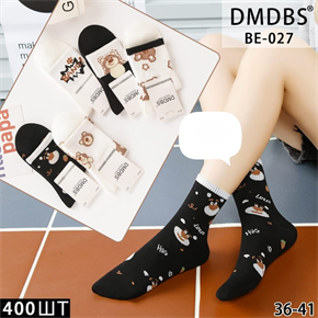 Носки женские с  медведем гладкие ассорти DMDBS оптом мешками Арт  BE-027 22455
