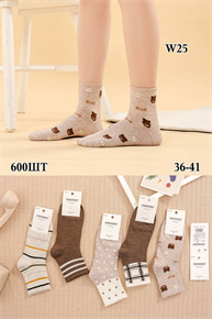 Женские носки ассорти с разными рисунками Минибс мешками оптом АРТ W25 W25