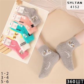 Детские носки зимние норка пушистые с рисунками  ассорти Syltan оптом мешками Арт 4152 23037