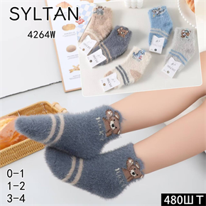 Детские носки зимние норка пушистые с рисунком мишки ассорти Syltan оптом мешками Арт 4264W 23041