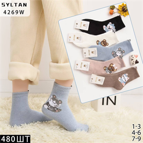 Детские носки зимние махровые с рисунком ассорти Syltan оптом мешками Арт 4269W 23045