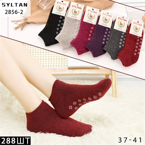 Женские носки короткие махровые однотонные ассорти с рисунком цветок оптом мешками SYLTAN Арт 2856-2 23084