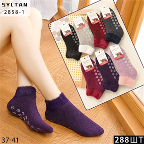 Женские носки махра с рисунком термо гладкие зимние короткие ассорти SYLTAN оптом мешками Арт 2858-1 23085