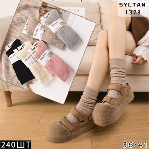 Женские носки зимние шерсть ламы термо вязка ассорти Syltan оптом мешками Арт 1378 23117