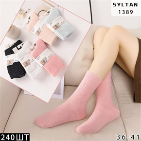 Женские носки зимние шерсть ламы гладкие термо ассорти Syltan оптом мешками Арт 1389 23128