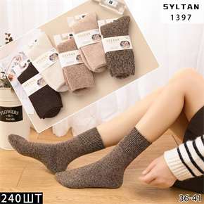Женские носки зимние собачья шерсть термо ассорти Syltan оптом мешками Арт 1397 23138