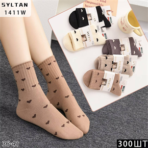 Женские носки зимние  шерсть ламы с рисунком термо ассорти Syltan оптом мешками Арт 1411 23151