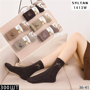 Женские носки зимние  шерсть ламы с рисунком вязка термо ассорти Syltan оптом мешками Арт 1413 23153