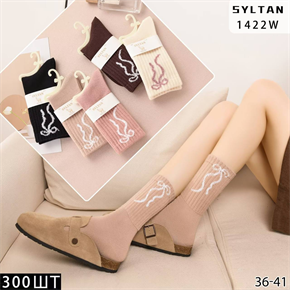 Женские носки зимние  вязка термо с рисунком банта ассорти Syltan оптом мешками Арт 1422 23162