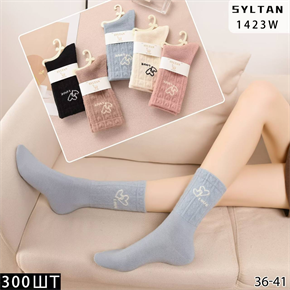 Женские носки зимние  вязка термо с рисунком сердечка ассорти Syltan оптом мешками Арт 1423 23163