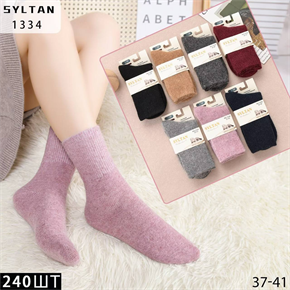 Женские носки норка шерсть термо высокие вязка зимние ассорти SYLTAN оптом мешками Арт 1334 23199