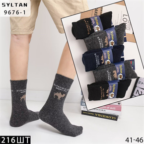 Носки мужские термо верблюжья шерсть  с рисунком однотонные ассорти Syltan оптом мешками Арт 9676-1 23227