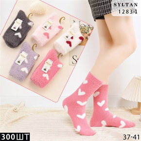 Женские носки зимние короткие шерсть соболь с сердечками ассорти Syltan оптом мешками арт 1283-1 23247