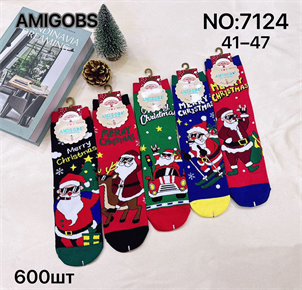 Мужские носки зимние термо с рисунком новогодним ассорти  Amigobs оптом мешками арт 7124 23255